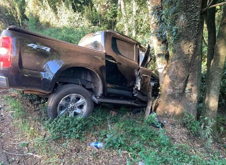 Motorista morre ao colidir caminhonete com árvore