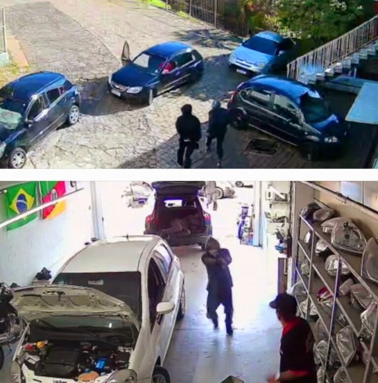 Criminosos tentam matar homem a tiros dentro de oficina mecânica