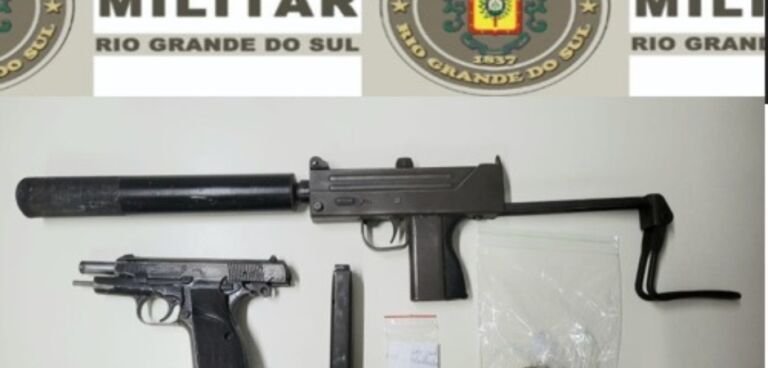 Dois criminosos são presos com submetralhadora