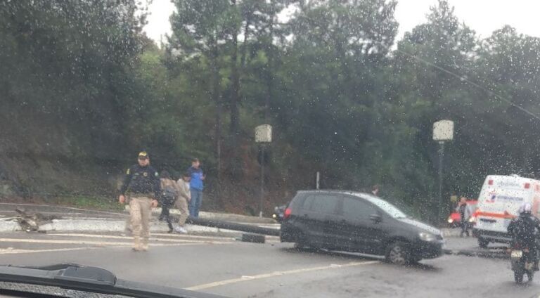 Carro colide contra poste e mulher vai parar no hospital