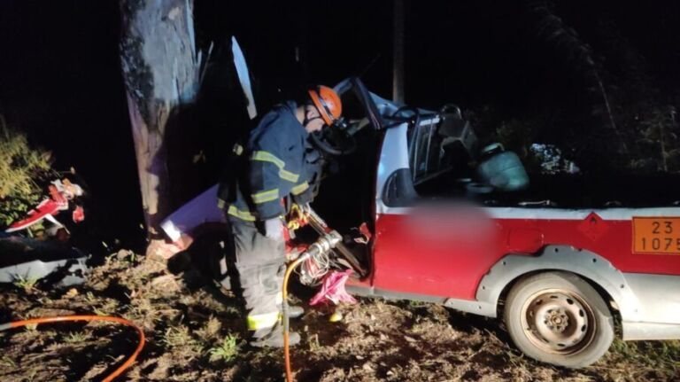 Motorista morre após colidir caminhonete contra árvore