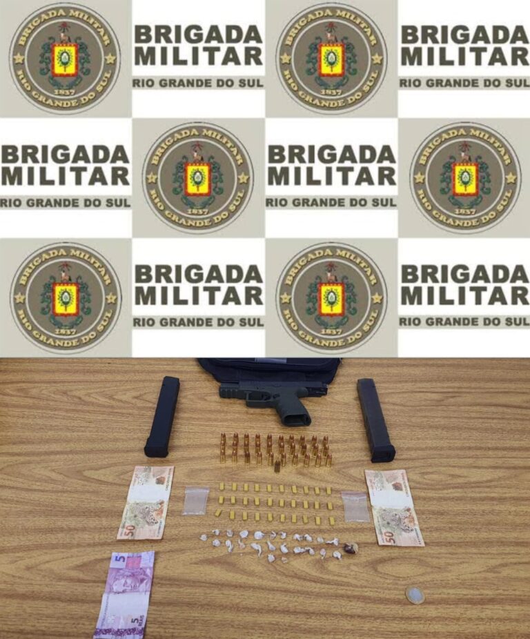 CANOAS: Traficante é preso com pistola 9mm, drogas e dinheiro; A arma tinha seletor de rajada