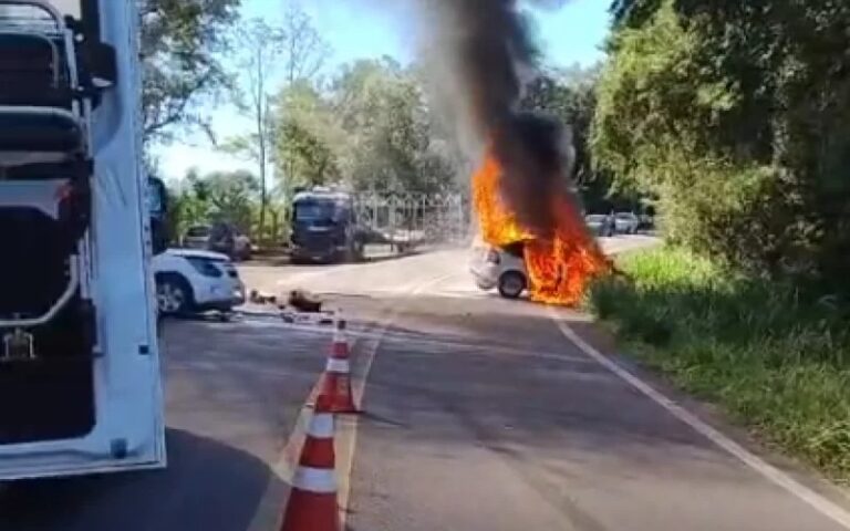 SUSTO NO TRÂNSITO: Motoristas ficam feridos após colisão frontal entre dois carros