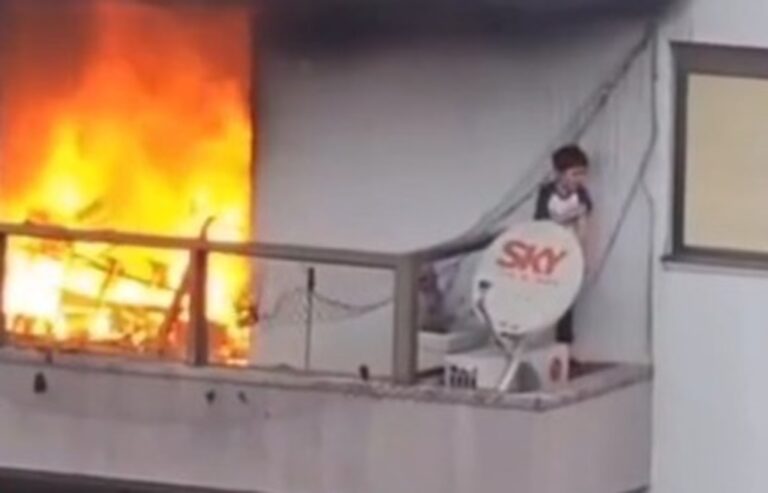 Criança de 6 anos é resgatada de apartamento em chamas