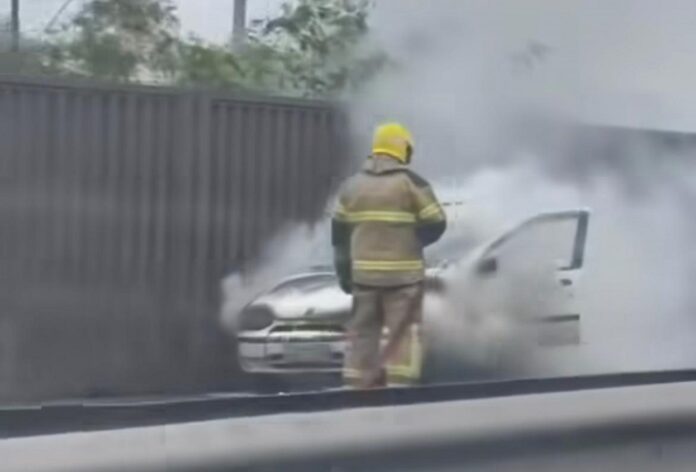Bombeiros combatem incêndio na BR-116 em Canoas. Ninguém ficou ferido. As circunstâncias do fogo ainda são desconhecidas.
