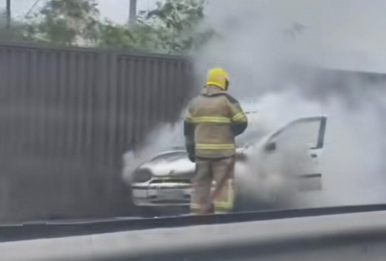 Bombeiros combatem incêndio na BR-116 em Canoas. Ninguém ficou ferido. As circunstâncias do fogo ainda são desconhecidas.
