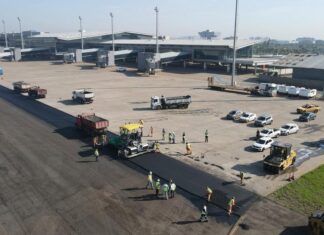 Obras na pista do Aeroporto Salgado Filho