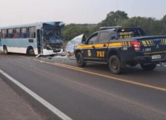 Motorista morre ônibus caminhão