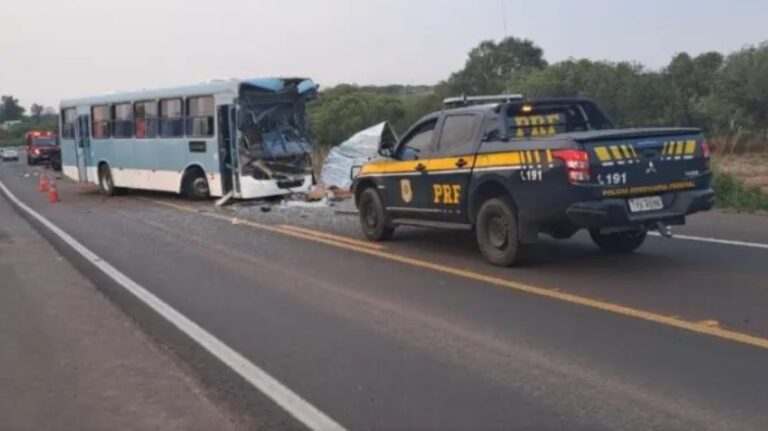 Motorista morre ônibus caminhão