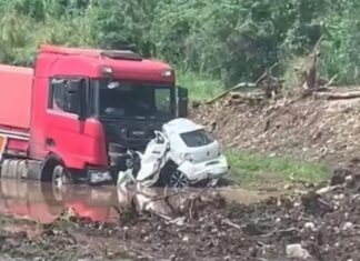 Uma pessoa morre em grave acidente entre carro e caminhão na BR-386