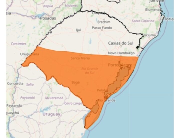 Inmet emite alerta laranja de temporal com risco de granizo