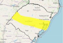 Rio Grande do Sul tem alerta para chuva e vento fortes com risco de granizo