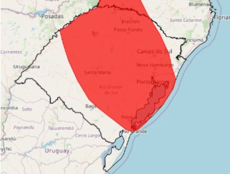 Inmet emite alerta vermelho para temporal; Ventos podem passar dos 100 km/h