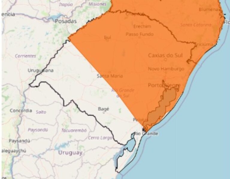 Mapa do alerta do Inmet