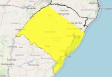 Alerta amarelo para temporal forte no RS