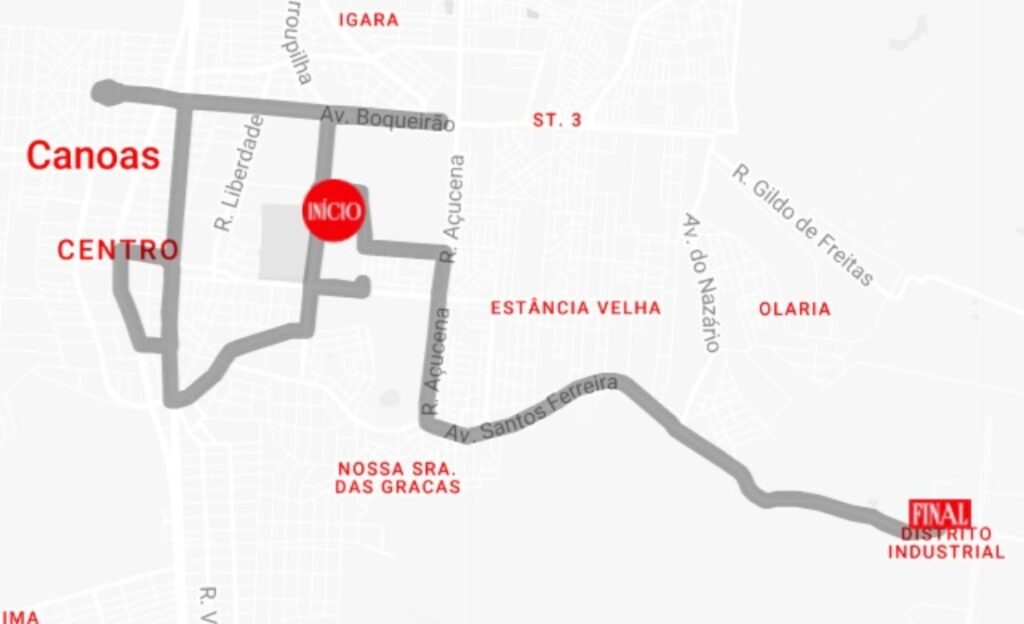 mapa da caravana da coca-cola em Canoas