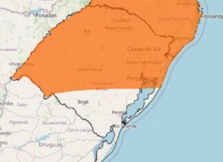 Inmet emite alerta laranja para chuva e ventos de até 100 km/h