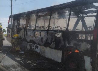 Incêndio destrói ônibus em Nova Santa Rita