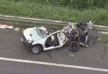 carro destruído acidente bandeirantes