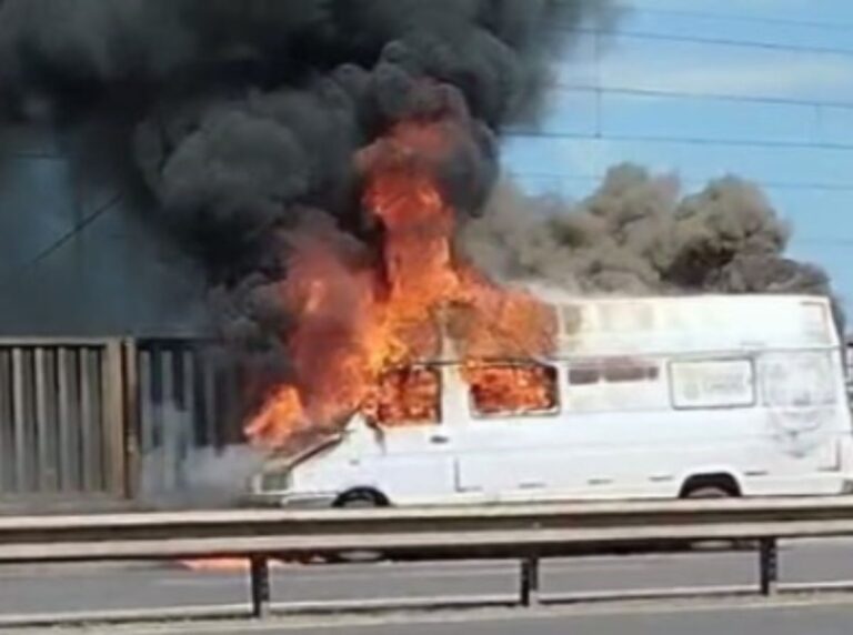 Van que pegou fogo na BR-116 é da Secretaria de Bem-Estar Animal