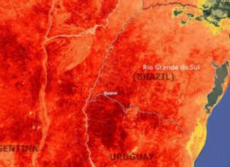 Satélite europeu registra onda de calor no Rio Grande do Sul