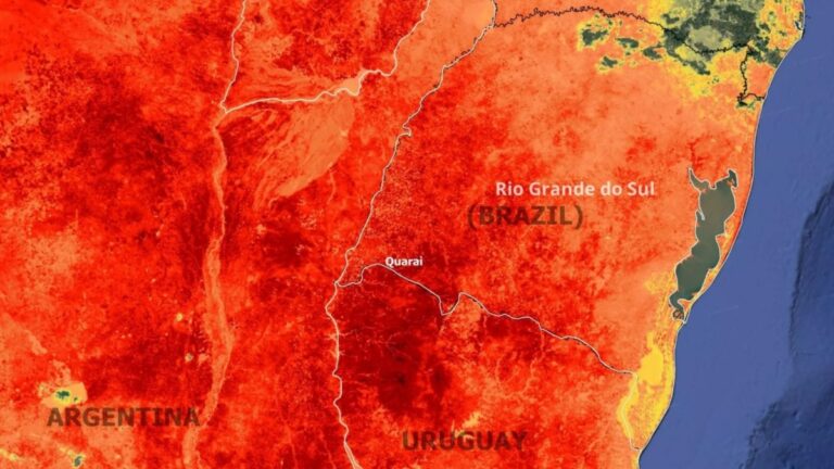 Satélite europeu registra onda de calor no Rio Grande do Sul