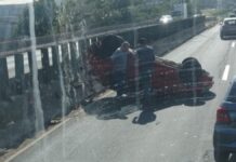 BR-386: carro capota em Nova Santa Rita e causa lentidão no trânsito