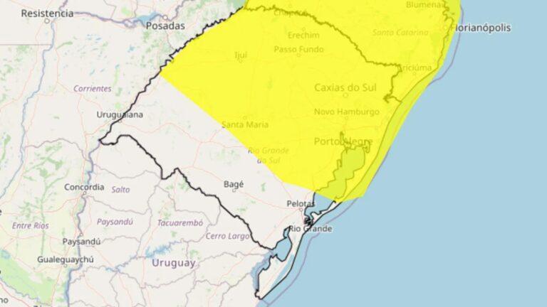 Inmet emite alerta para chuvas intensas no Rio Grande do Sul