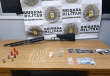 armas e drogas apreendidas pela Brigada Militar em Canoas