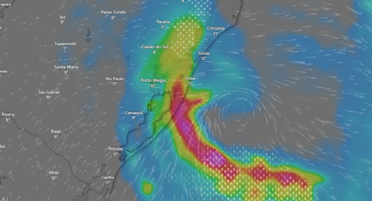 MetSul alerta para ciclone com ventos acima de 100 km/h