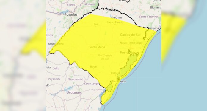 Inmet emite alerta de temporal no Rio Grande do Sul