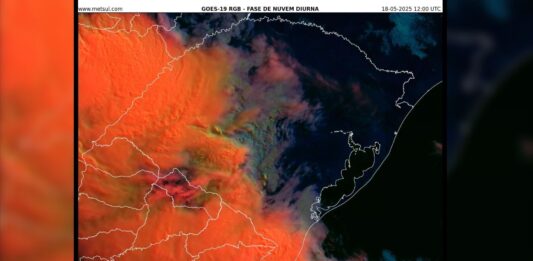 imagem de satélite do alerta da MetSul no Rio Grande do Sul