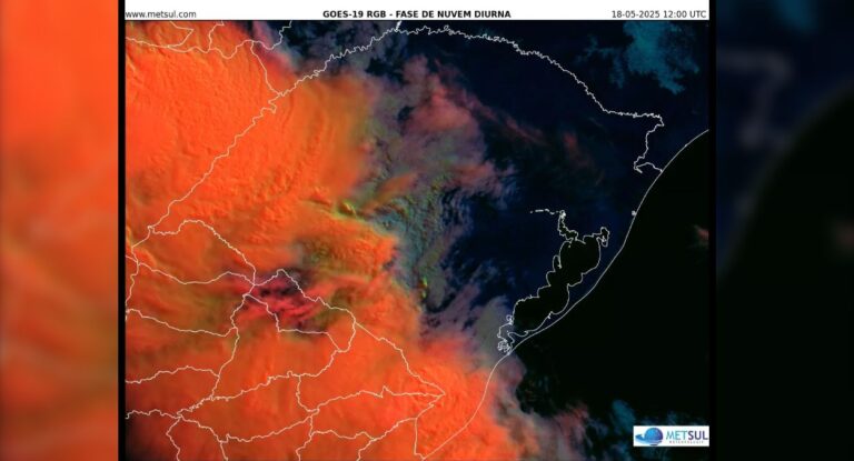 imagem de satélite do alerta da MetSul no Rio Grande do Sul