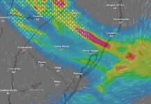 Imagem de satélite mostra chuva volumosa sobre o Rio Grande do Sul