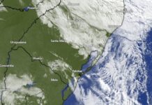 Imagem de satélite mostra nuvens sobre o Rio Grande do Sul; Chuva deve voltar somente quase 12 dias depois da última instabilidade