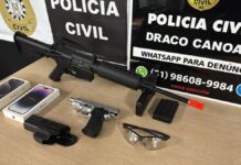 na foto, objetos apreendidos durante a Operação Por um Fio em Canoas