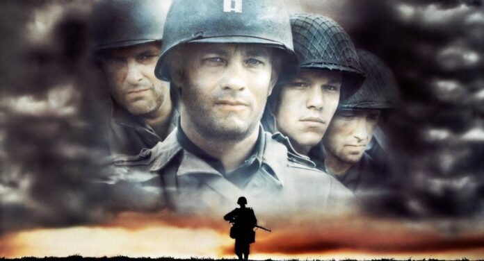 foto mostra poster do filme O resgate do soldado Ryan, que estreou em 24 de julho de 1998