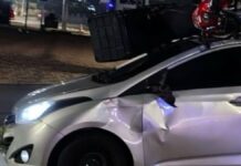 Na foto, o carro que se envolveu no acidente em Canoas