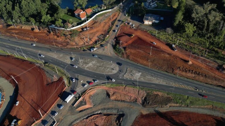 Na foto, as obras na BR-386 em Nova Santa Rita