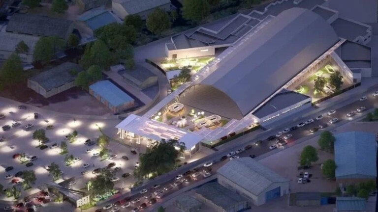 Na foto, mostra a arena de eventos que vai ser construída em Porto Alegre