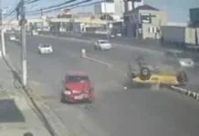 Vídeo mostra acidente com carro capotado na BR-116 em Canoas