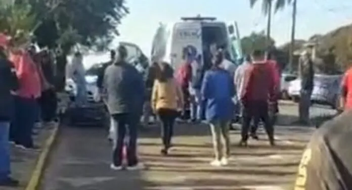 Imagem após o ataque em uma escola de Estação, no Rio Grande do Sul