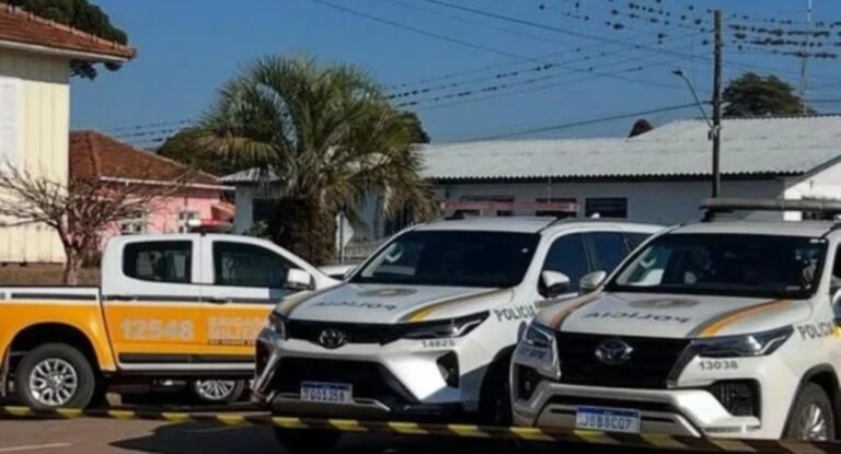 Foto da ocorrência onde uma criança morreu durante um ataque em uma escola de Estação, Rio Grande do Sul