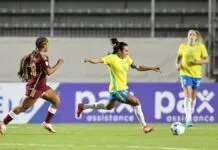 Seleção do Brasil jogando pela Copa América Feminina