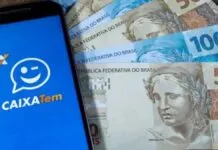 Imagem do aplicativo Caixa Tem com notas de dinheiro