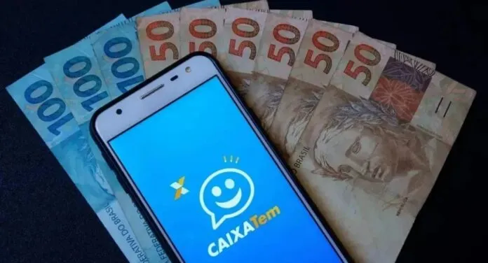 foto mostra aplicativo do caixa tem