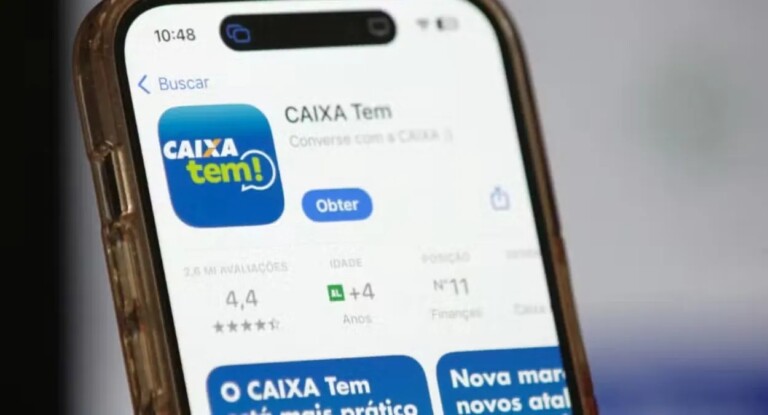 foto mostra aplicativo do caixa tem