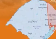 Foto, da defesa civil que emite alerta