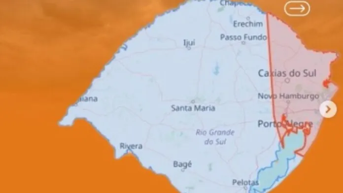Foto, da defesa civil que emite alerta