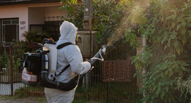 na foto, pulverização da dengue